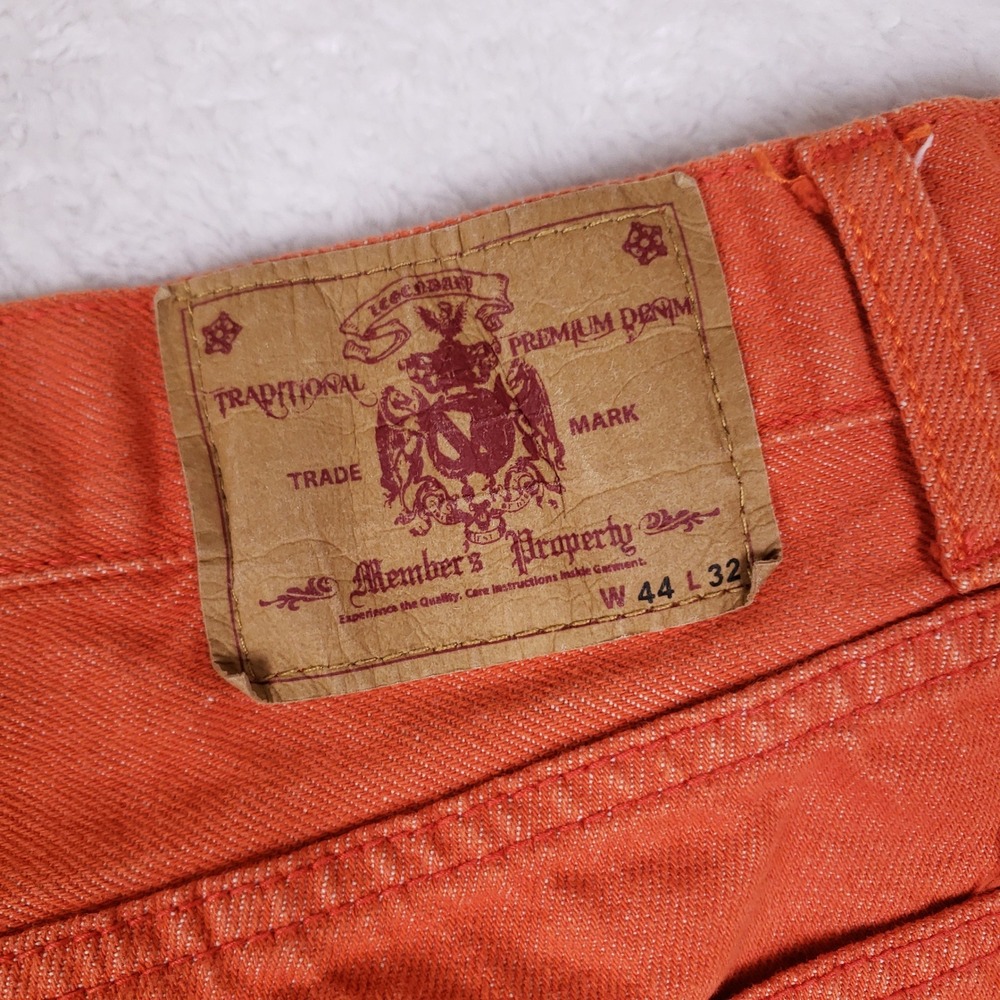 Members Property Mens‎ Orange Straight Leg Denim Jeans W44 L32 Cotton Blend - Picture 10 of 10